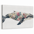 Floral Whale Wall Art - Botanical Canvas Print - Whimsical Decor