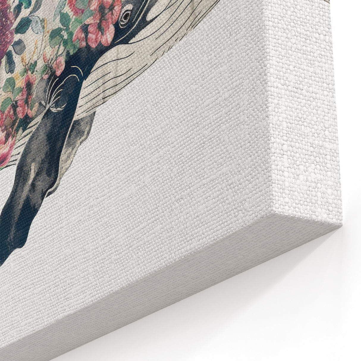 Floral Whale Wall Art - Botanical Canvas Print - Whimsical Decor