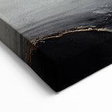 Modern Monochrome Strokes Abstract Art | Elegant Black and Gold Canvas