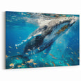 Vibrant Whale Wall Art - Underwater Ocean Canvas Print - Marine Decor