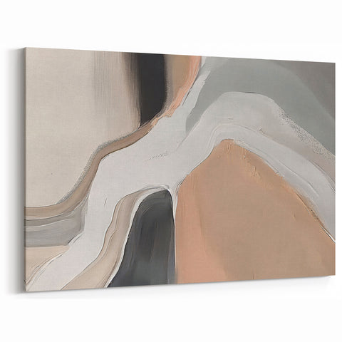 Soft Neutrals Abstract Line Art - Modern Strokes Canvas Print