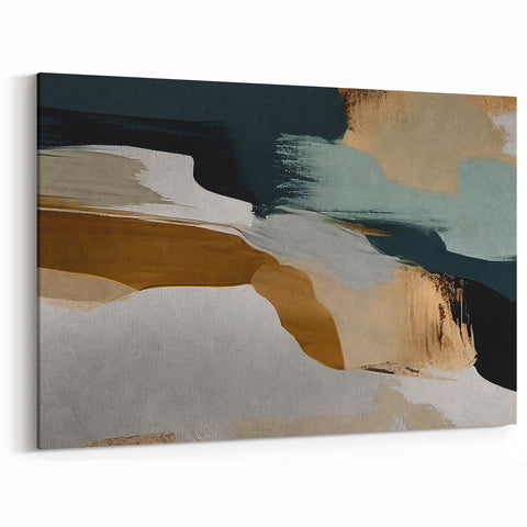 Abstract Strokes and Lines Art | Coastal Retreat Earthy Tones Canvas