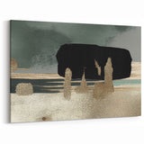 Modern Green and Gold Abstract Line Art - Elegant Strokes Canvas Print