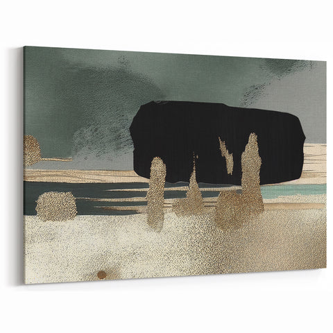 Modern Green and Gold Abstract Line Art - Elegant Strokes Canvas Print