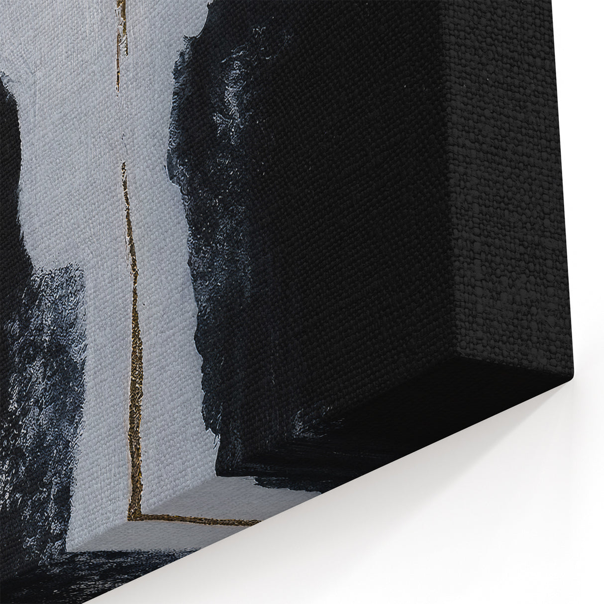 Minimalist Strokes and Lines Art | Modern Monochrome Gold Accent Canvas