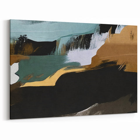 Abstract Strokes and Lines Art | Coastal Retreat Deep Earth Tones Canvas