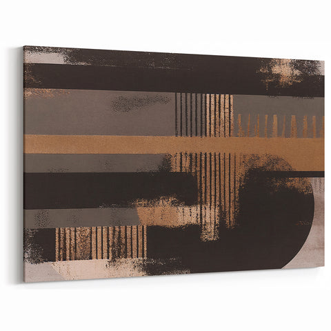 Geometric Strokes and Lines Art | Urban Chic Metallic Bronze Canvas
