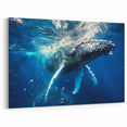 Majestic Whale Wall Art - Underwater Blue Canvas Print - Marine Decor