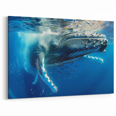 Close-Up Whale Wall Art - Deep Blue Ocean Canvas Print - Marine Decor