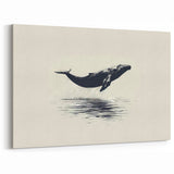 Minimalist Whale Wall Art - Black & White Canvas Print - Modern Decor