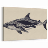 Ornate Whale Wall Art - Ocean Decor - Nautical Canvas & Framed Print