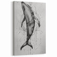 Geometric Whale Wall Art - Nautical Decor - Canvas & Framed Print