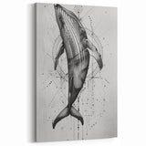 Geometric Whale Wall Art - Nautical Decor - Canvas & Framed Print