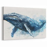 Watercolor Whale Art - Ocean Blue Decor - Canvas & Framed Print