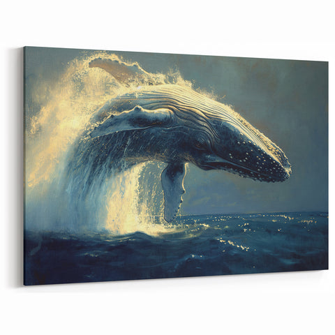 Golden Hour Whale Art - Dynamic Ocean Decor - Canvas & Framed Print