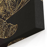 Golden Floral Whale Art - Elegant Ocean Decor - Canvas & Framed Print