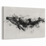 Abstract Whale Ink Art - Modern Ocean Decor - Canvas & Framed Print