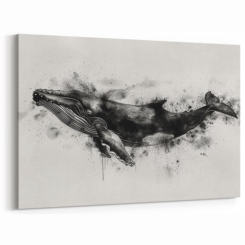Abstract Whale Ink Art - Modern Ocean Decor - Canvas & Framed Print
