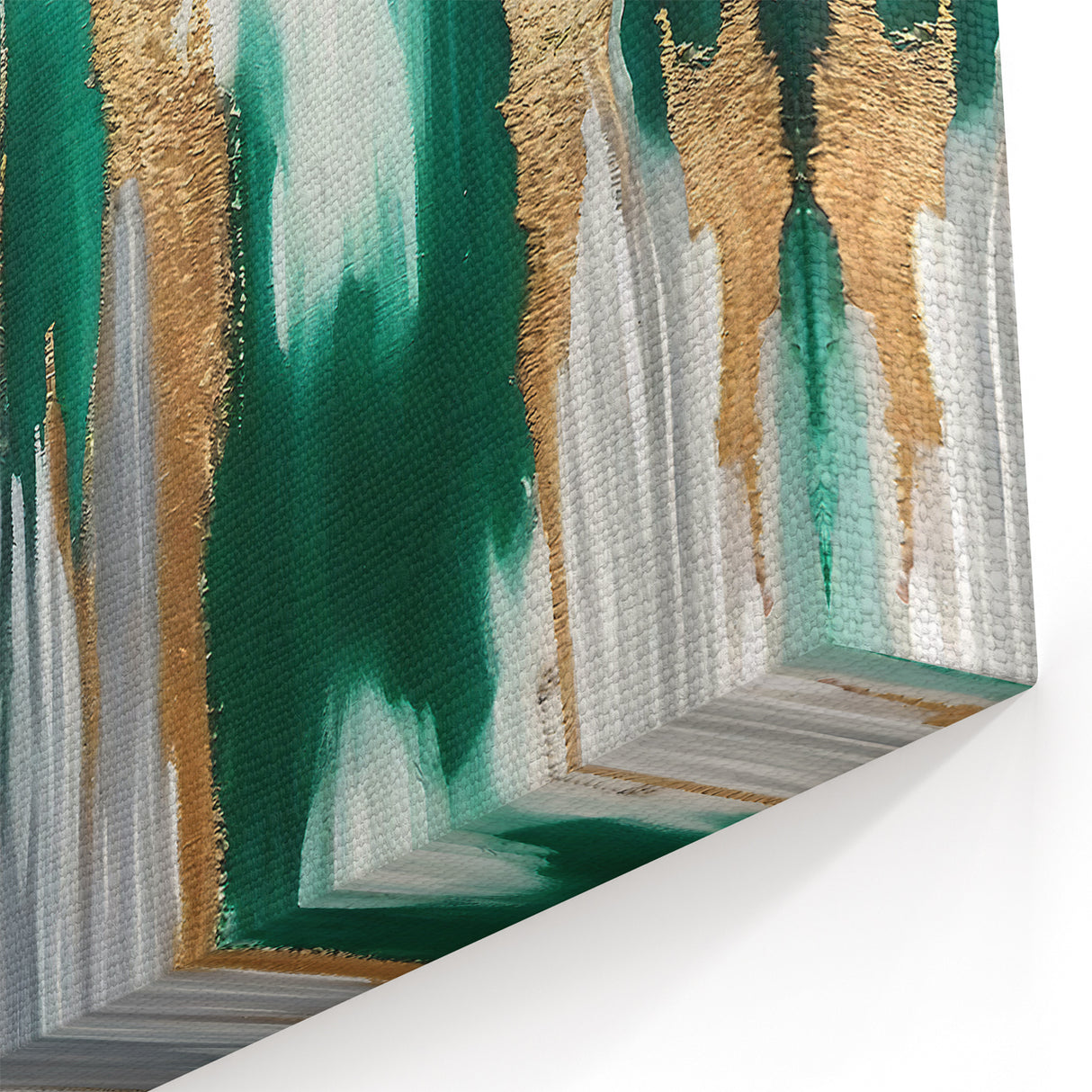 Elegant Abstract Line Art – Gold and Green Strokes Canvas Wall Decor
