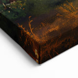 Rustic Sunset Landscape Wall Art - Warm Autumn Glow Canvas Print