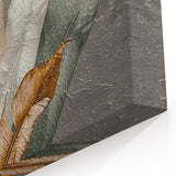 Textured Abstract Line Art Canvas – Earthy and Metallic Leaf Design