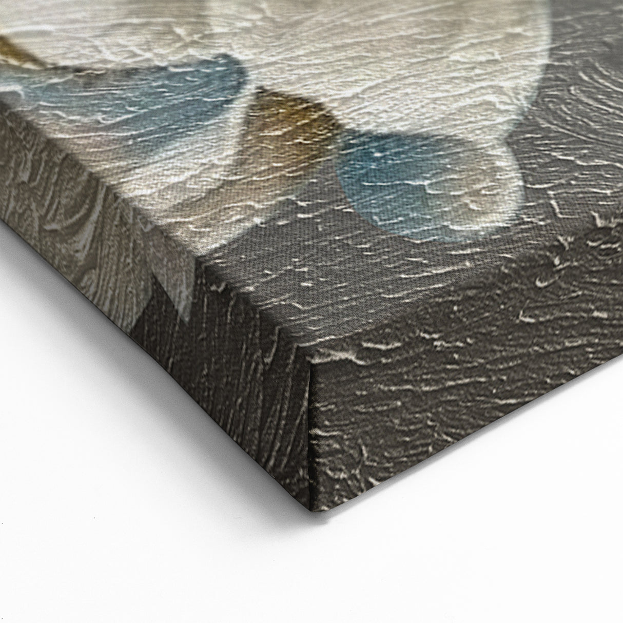 Elegant Floral Abstract Canvas – Teal and Cream Textured Blossom Art