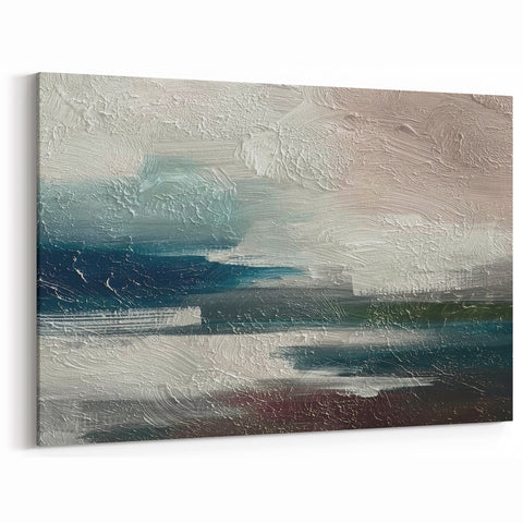 Abstract Ocean Breeze Canvas – Textured Blue and White Coastal Art