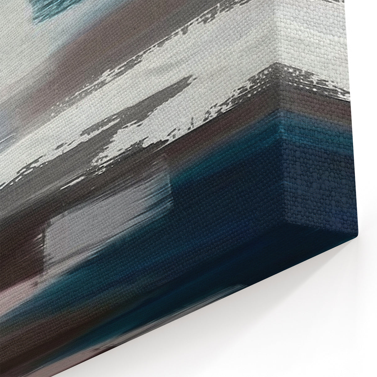 Minimalist Abstract Strokes Canvas – Black, White, and Teal Modern Art