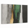 Modern Abstract Strokes Canvas – Green, Gold, and Black Artistic Design
