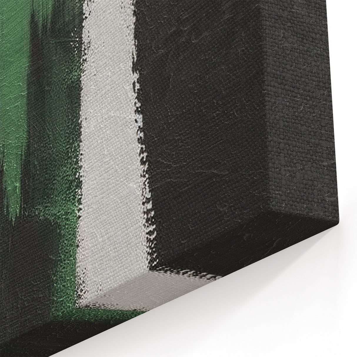 Modern Abstract Strokes Canvas – Green, Gold, and Black Artistic Design