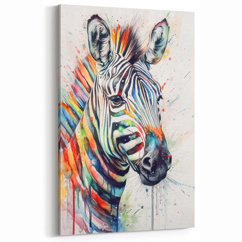 Vibrant Zebra Wall Art - Colorful Safari Zebra Canvas Print
