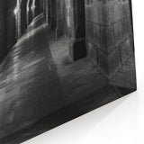 Noir Arches Wall Art - Moody Black and White Stone Corridor Print