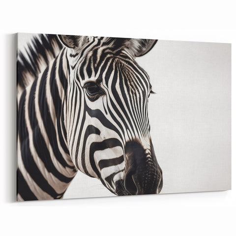 Minimalist Zebra Wall Art - Black and White Safari Canvas Print