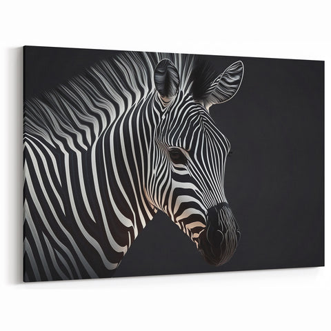 Contemporary Zebra Wall Art - Striking Black and White Canvas Print