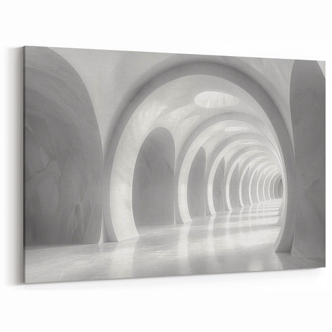 Modern Arches Wall Art - Minimalist White Abstract Corridor Print