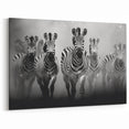 Dynamic Zebra Herd Wall Art - Black and White Safari Canvas Print
