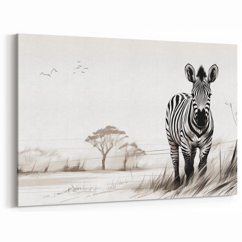 Serene Zebra Wall Art - Safari Landscape Canvas Print