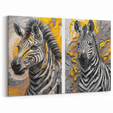 Abstract Zebra Wall Art - Vibrant Safari Canvas Print Set