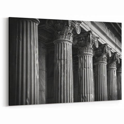 Classic Columns Wall Art - Bold Black & White Architectural Canvas