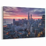San Francisco Skyline Art | Sunset Cityscape with Vibrant Colors | Canvas
