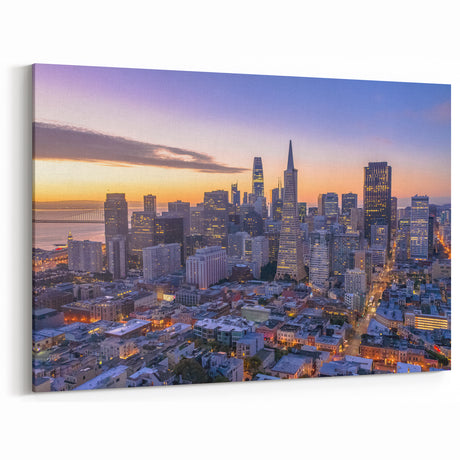 San Francisco Skyline Art | Sunrise Cityscape with Warm Glow | Canvas