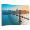 San Francisco Skyline Art | Golden Hour Cityscape with Bay Bridge | Canvas