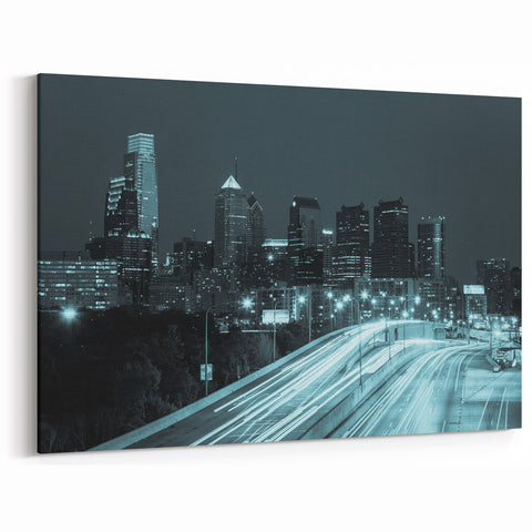 Philadelphia Skyline Wall Art - Elegant Night Cityscape Canvas Print