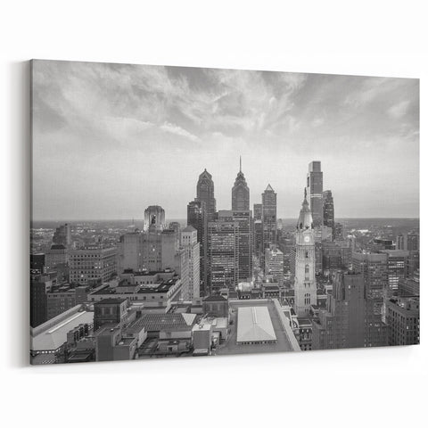 Philadelphia Downtown Art - Black and White Skyline Photography Print