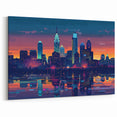 Philadelphia Skyline Art - Modern Abstract Cityscape with Neon Reflections
