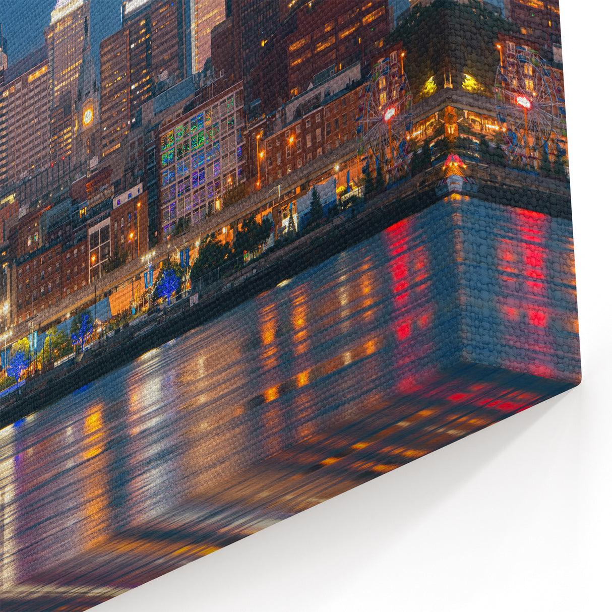 Philadelphia Night Skyline Art - Radiant Cityscape with Reflections