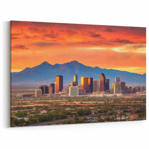 Phoenix Skyline Wall Art | Sunset Glow Cityscape Art Print