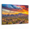 Phoenix Skyline Wall Art | Golden Sunset Cityscape with Mountain Backdrop