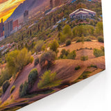 Phoenix Skyline Wall Art | Golden Sunset Cityscape with Mountain Backdrop