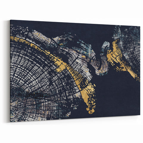 Abstract Line Art with Gold and Navy Accents - Modern Strokes Canvas